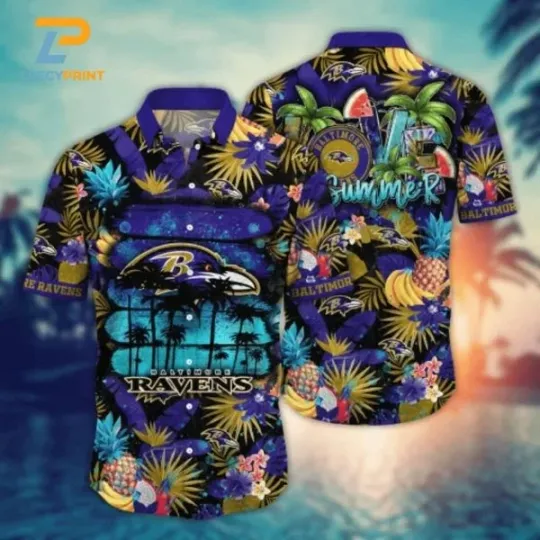 Baltimore football Tropical Fruits Short Sleeve Hawaiian Shirt, Gift for Fan