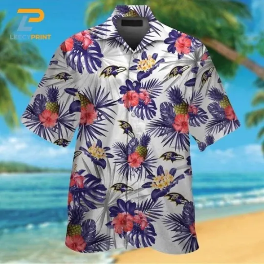 Discover Baltimore Football Short Sleeve Hawaiian Shirt Button Up Tropical, Gift for Fan