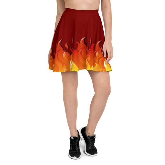 Discover Red Hot Fire | Red Skater Skirt | Cosplay Costume