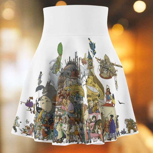 Studio Ghibli Skirt | Anime Mashup| Anime Skater Skirt | Soft Stretch Fit | Cosplay Outfit | Handmade in USA - Kawaii Fashion