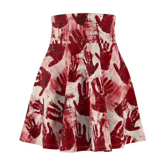 Bloody Handprint Women's Skater Skirt, Halloween Casual Wear, Festival Skirt, Modern Skater Style, Everyday Outfit Cosplay alternative