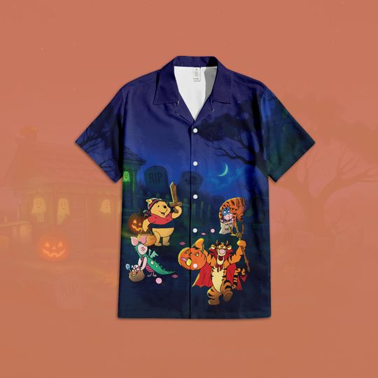 Disney Winnie Pooh and Friends Halloween Party Hawaiian Shirt