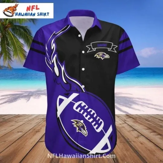 Discover Baltimore Football Themed Black And Purple Hawaiian Shirt , Gift for Fan