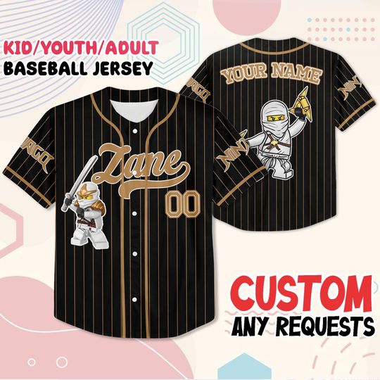 Discover Custom Ninjago Zane Baseball Jersey, Personalized White Ninja Shirt for Kids Youth Adult, Cosplay Costume, Birthday Gift