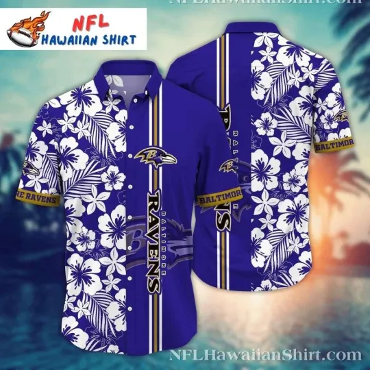 Discover Baltimore Football White Floral Stripe Hawaiian Shirt , Gift for Fan