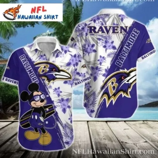Purple Bloom Fanfare – Baltimore Football Hawaiian Shirt With Floral Accents, Gift for Fan