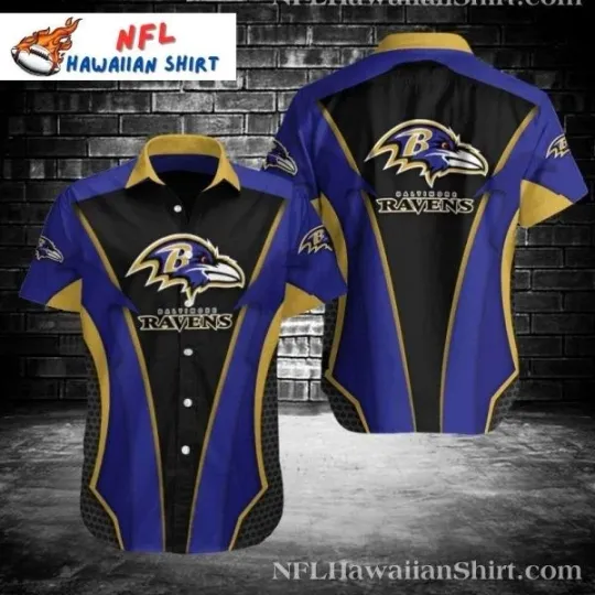 Midnight Rush – Baltimore Football Hawaiian Shirt With Sleek Black Panels, Gift for Fan