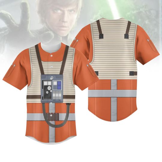 Halloween Luke Skywalker Pilot Costume Baseball Jersey, Disney Star Wars Shirt, Rebel Flight Suit Cosplay Shirt, Movie Character Outfit