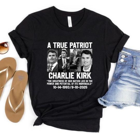 A True Patriot Charlie Kirk Memorial Shirt, American Flag USA Tee Heavyweight T-shirt