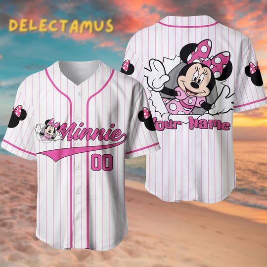 Discover Custom Minnie Mouse Baseball Jersey, Minnie Jersey, Minnie Baseball Jersey, Disney Minnie Jersey, Disneyland Shirts Family
