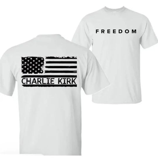 Charlie Kirk Memorial Unisex T-Shirt,  RIP Tribute Shirt, Forever in Our Hearts Eagle American Flag Tee - Justice for Charlie Kirk