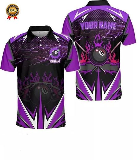 Custom Billiard Polo Shirt Personalized Team Name 8 Ball Shirt Billiards Apparel