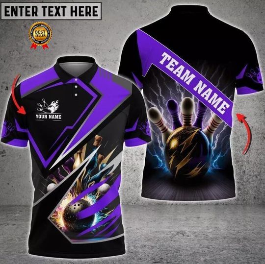 Discover Custom Name Bowling Team Polo Shirt: Personalized 3D Design