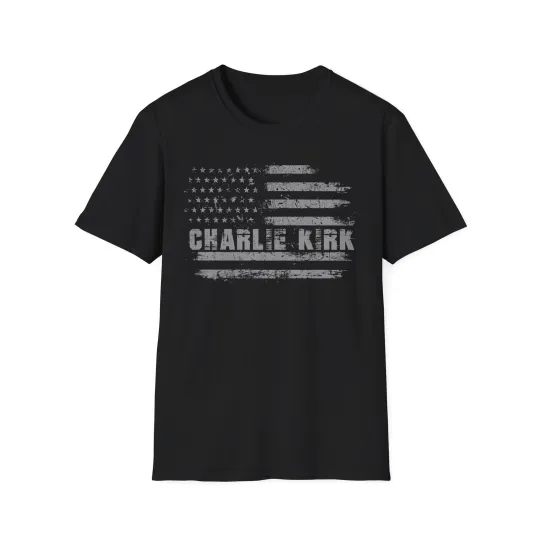 Charlie Kirk Turning Point USA T-Shirt USA Flag Freedom