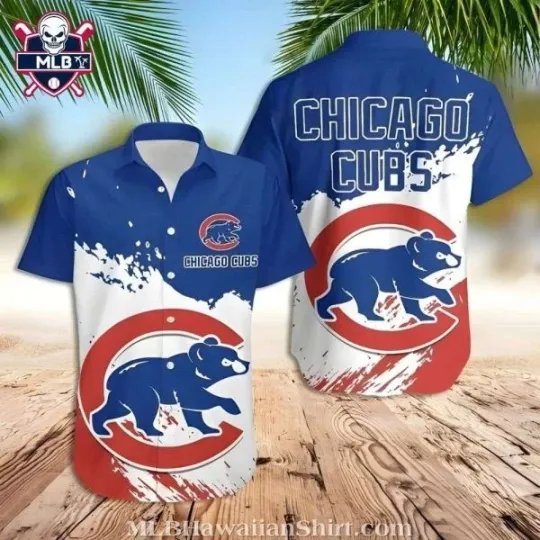 Bear Down Beachside – Chicago Baseball Aloha Hawaiian Shirt With Iconic Bear, Gift for Fan