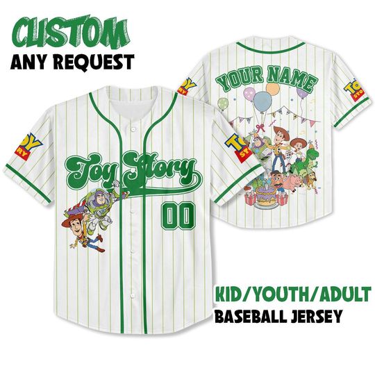 Discover Personalized Name Age Pixar Toy Story Birthday Baseball Jersey, Custom Disney Buzz Woody Jessie Birthday, Custom Disney Birthday