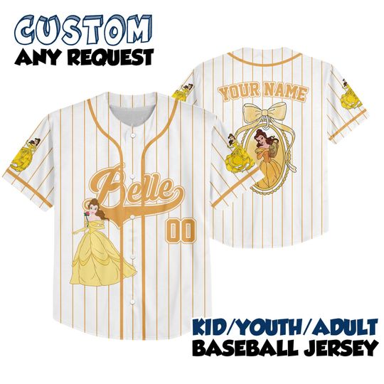 Disney Belle Princess Coquette Jersey, Disney Beauty & The Beast Jersey, Disney All Princesses Characters Shirt, Disneyland Girls Trip Shirt