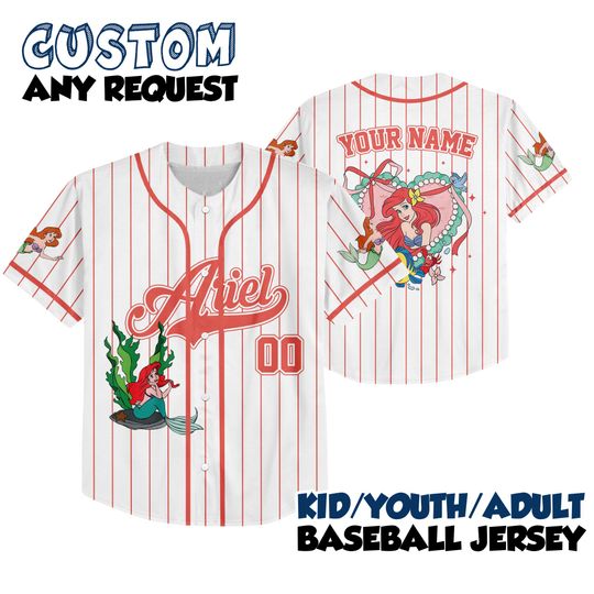 Discover The Little Mermaid Ariel Baseball Jersey, Ariel Matching Family Jersey, The Little Mermaid Character Jersey, The Little Mermaid Movie Jersey