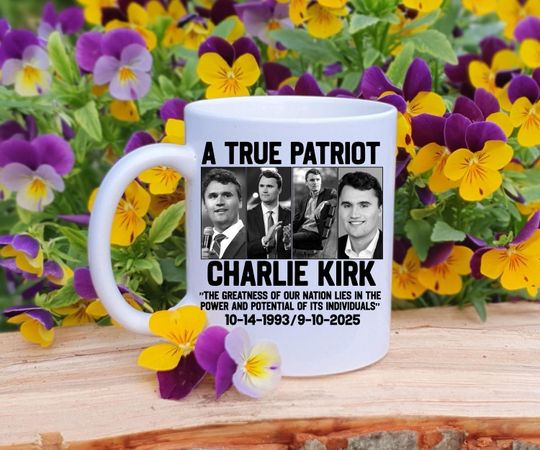 Discover Charlie Kirk Tribute Mug: "A True Patriot" - Handmade Ceramic Coffee Cup