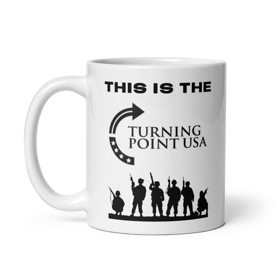 Discover Turning Point Military Hype White glossy mug