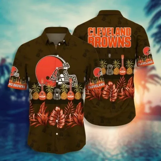 Discover Cleveland Football Summer Guitar Pineapple Hawaiian Shirt , Gift for Fan
