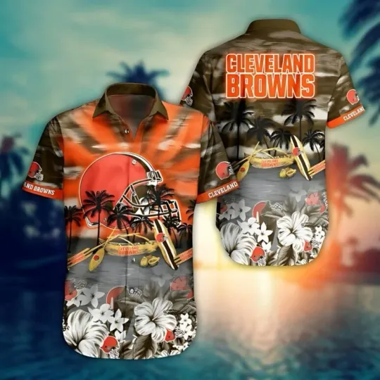 Discover Cleveland Football Beach Sunset Hawaiian Shirt , Gift for Fan