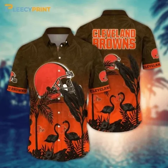 Discover Cleveland Football Swamp Flamingo football Hawaiian Shirt , Gift for Fan