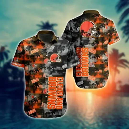 Cleveland Football Sunset Palm Paradise Hawaiian Shirt , Gift for Fan