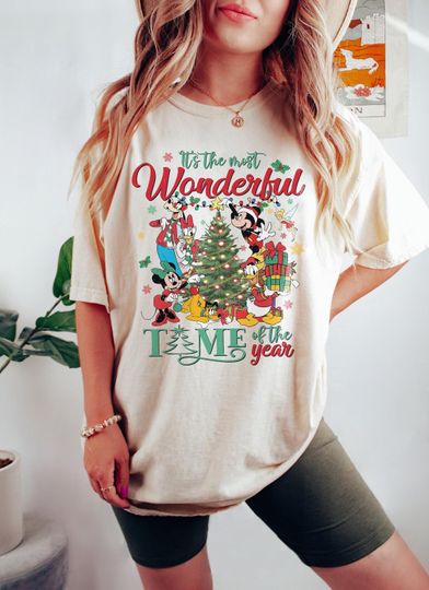 Vintage It's The Most Wonderful Time of The Year Disney Christmas Shirt Cartoon Mouse & Friends WDW Christmas Party 2025 Tee Family Trip Tee