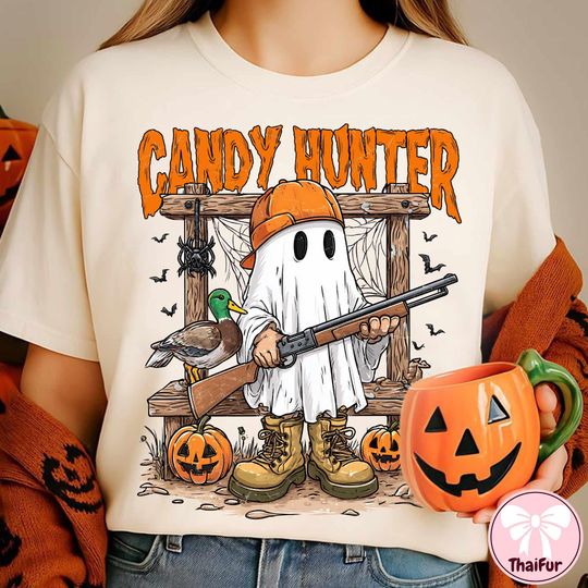 Discover Camo Ghost Boys Halloween Shirt, Candy Hunter Shirt, Camouflage Pumpkin Shirt, Fall Shirt Sublimation for Boys, Pumpkin Season Shirt