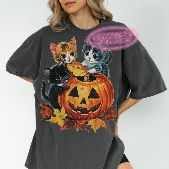 Vintage 90s Cat Halloween Pumpkin Shirt, Retro Halloween Shirt, Vintage Halloween, Spooky Season Shirt, Pumpkin Shirt