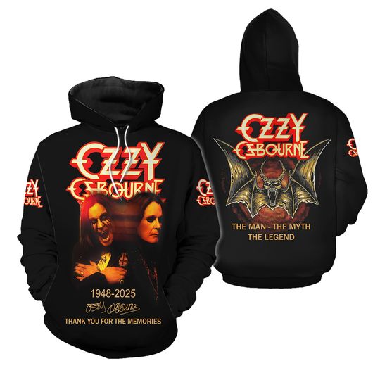 Black Sabbath x Ozzy Osbourne 3D Hoodie, The Man - The Myth - The Legend