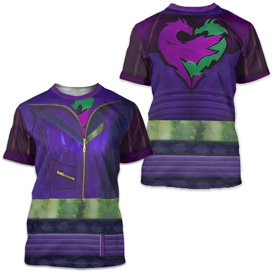 Descendants 3 Costume, Mal Purple and Green Women Shirt