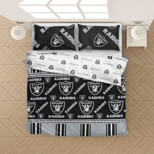 Las Vegas Raiders football Rotary Full Bed in a Bag Set-AB08R7B4S4Q5