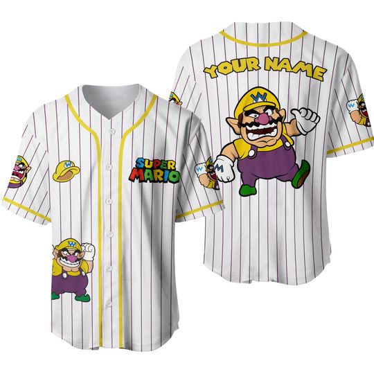 Custom Wario Super Mario Baseball Jersey, Nintendo Super Mario Shirt, Wario shirt, Mario and Wario Nintendo Universal Studio Trip Shirt