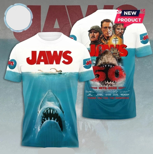 Jaws 50Th Anniversary 1975-2025 3D All Over Printed T-Shirt
