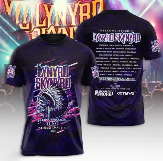 Lynyrd Skynyrd 2025 Tour 3D Shirt – Classic Rock Tee for International Fans
