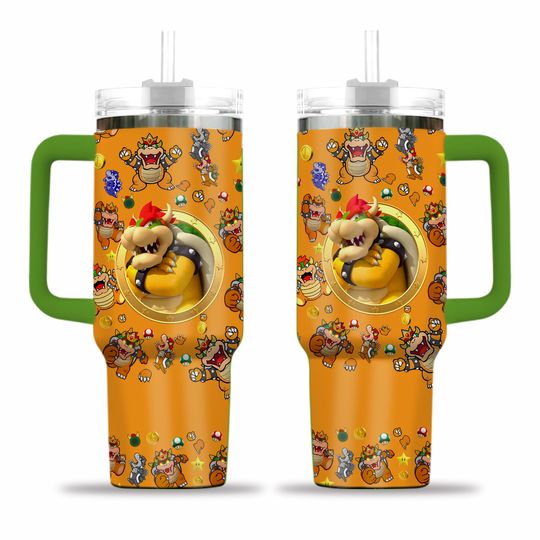 Super Mario Bowser Tumbler 40oz, Bowser Boss Tumbler, Mario And Bowser Coffee Tumbler, Super Mario Christmas Tumbler, Mario Family Gift