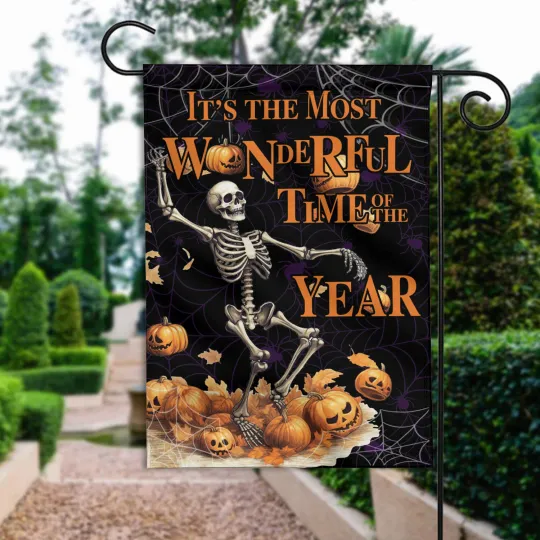 Discover Halloween Skeleton Dancing It’s The Most Wonderful Time Of The Year Flag