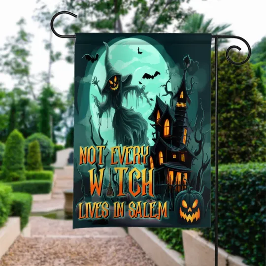 Not Every Witch Lives In Salem Flag, Halloween Witch Garden Flag, Spooky HLW