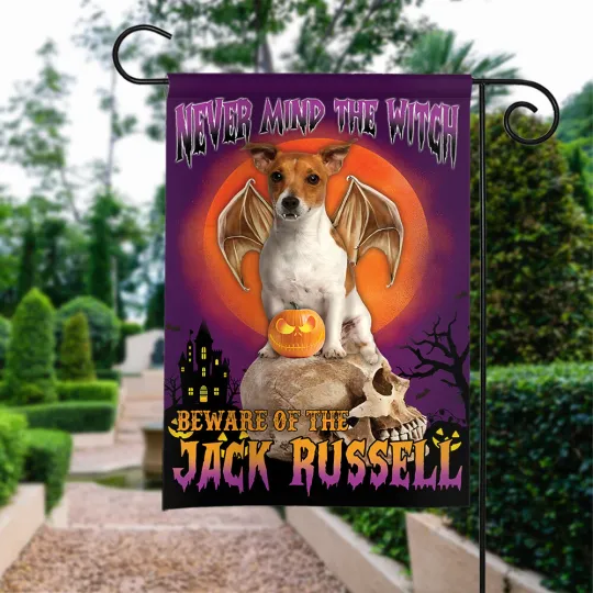 Discover Happy Halloween Never Mind The Witch Beware Of The Jack Russell Terrier Dog Flag