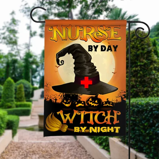 Discover Nurse By Day Witches By Night Flag, Halloween Nurse Flag, Nurse Witches Flag