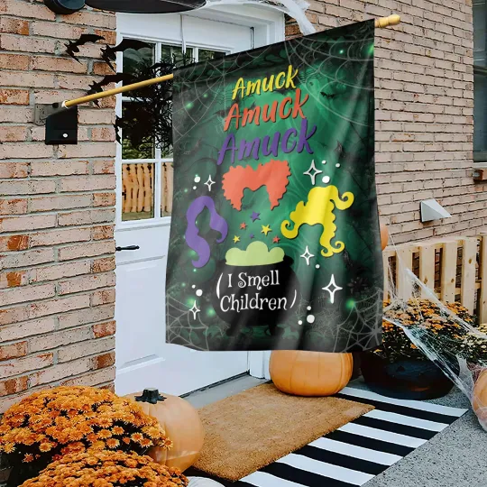 Amuck amuck amuck I Smell Children Halloween Flag, A Bunch Of Hocus Pocus Flag,