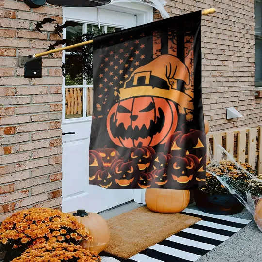 Discover Happy Halloween Double-sided Flag, Halloween Witch Outdoor Flag,Spooky Halloween