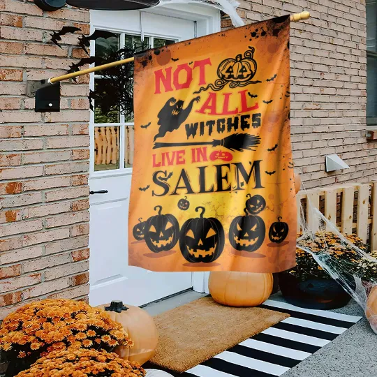 Halloween Witch Not Every Witch Lives in Salem Flag, Halloween Garden Flag Witch