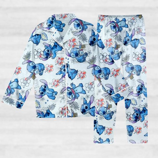 Discover Stitch Satin Pajamas Set, Llilo And Stitch Softest Pajamas, Stitch Gift