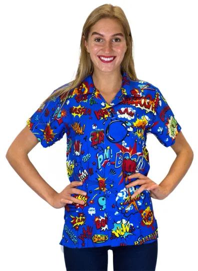 Discover Funky Hawaiian Blouse Boom Bang Multi Blue Hawaiian Shirt