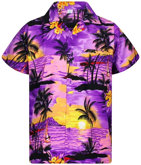 Funky Hawaiian Shirt Surf Violet