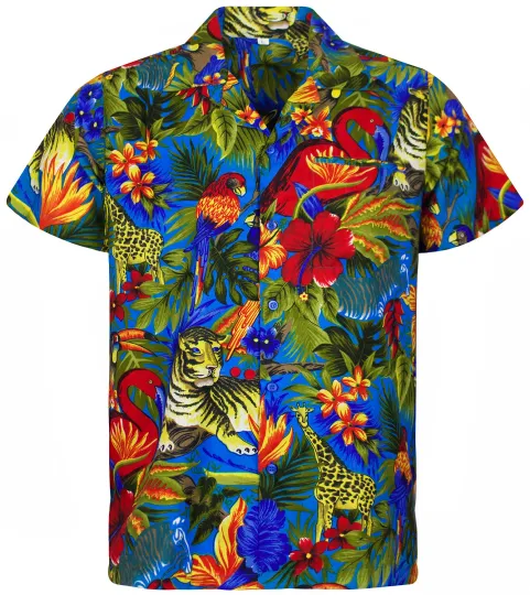 Discover Funky Hawaiian Shirt Jungle Turquoise for Men