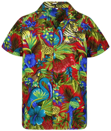 Discover Funky Hawaiian Shirt Jungle Red